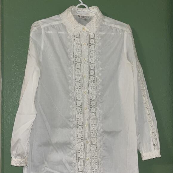 Vintage • Shirt dress • Leslie Fay petite • crocheted lace • modest • beach - Picture 3 of 10